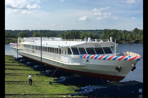Russia's first LNG-fuelled river vessel, Chaika, was launched at JSC Zelenodolsk on the Volga River in August 2020. (credit: JSC Zelenodolsk)